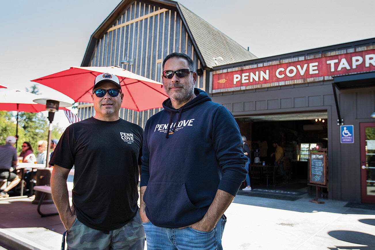 Penn Cover Brewery owners, Mitch and Mark Aparicio, at their new Freeland location on Thursday, July 22, 2021. (Olivia Vanni / The Herald)