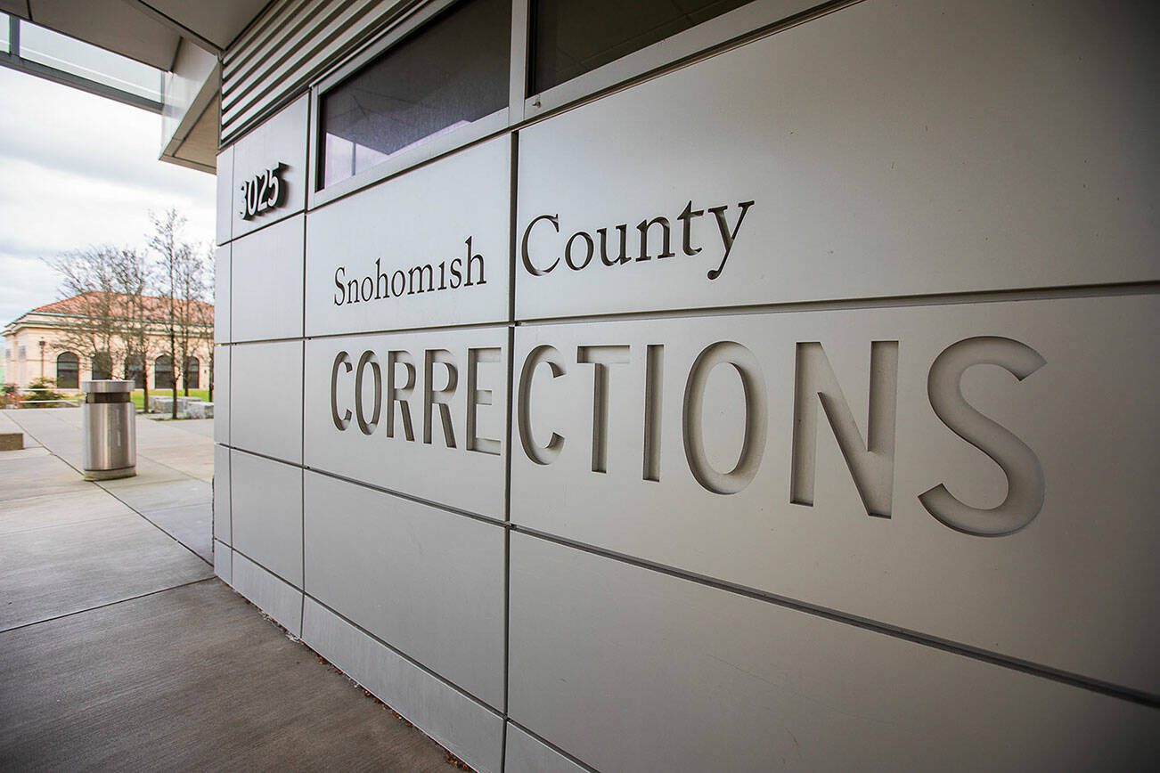 The Snohomish County Corrections building on Wednesday, Jan. 3, 2024 in Everett, Washington. (Olivia Vanni / The Herald)