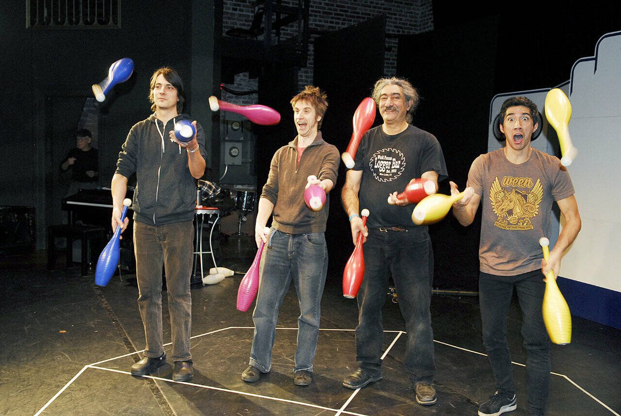 The Flying Karamazov Brothers are among the performers at the New Old Time Chautauqua Benefit on Feb. 2 in Arlington. (Peninsula Daily News 2017 photo)
