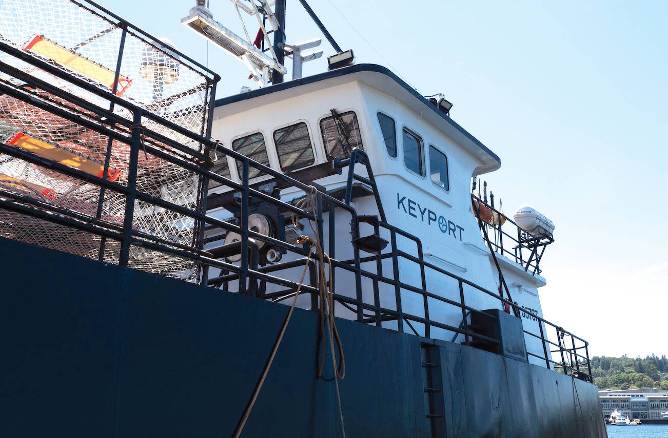 (Keyport LLC
A Keyport ship docked at Lake Union in Seattle in June 2018. The ship spends most of the year in Alaska harvesting Golden King crab in the Bering Sea. During the summer it ties up for maintenance and repairs at Lake Union.