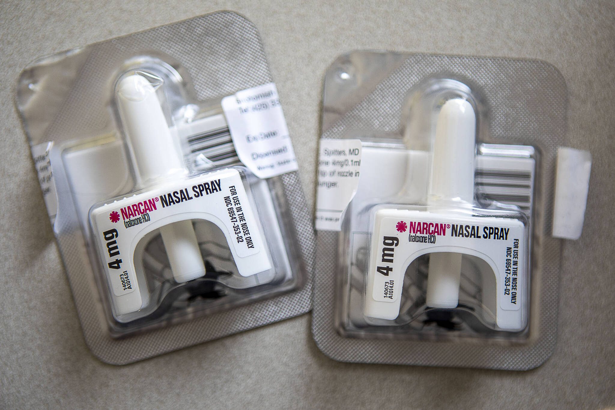 Narcan is displayed on Wednesday, May 17, 2023. (Annie Barker / The Herald)