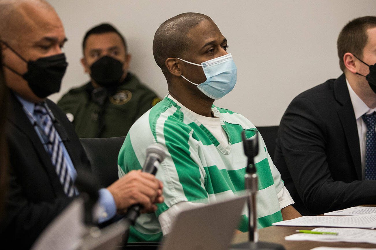 Frank Walton at his sentencing hearing for the murder of Howard Benzel at the Snohomish County Courthouse on Monday, Dec. 13, 2021 in Everett, Wa. (Olivia Vanni / The Herald)