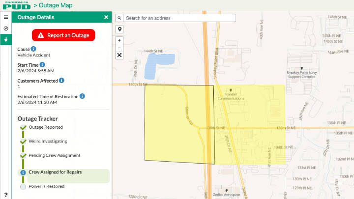 The Snohomish County PUD’s outage map can be found online at outagemap.snopud.com. (screenshot)