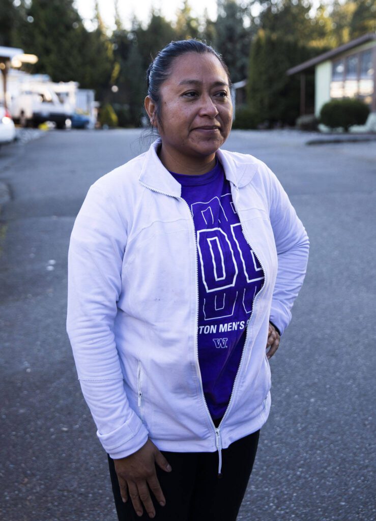 Mariela Marroquin, a five year resident at Sherwood Village on Tuesday, Feb. 13, 2024 in Mill Creek, Washington. (Olivia Vanni / The Herald)
