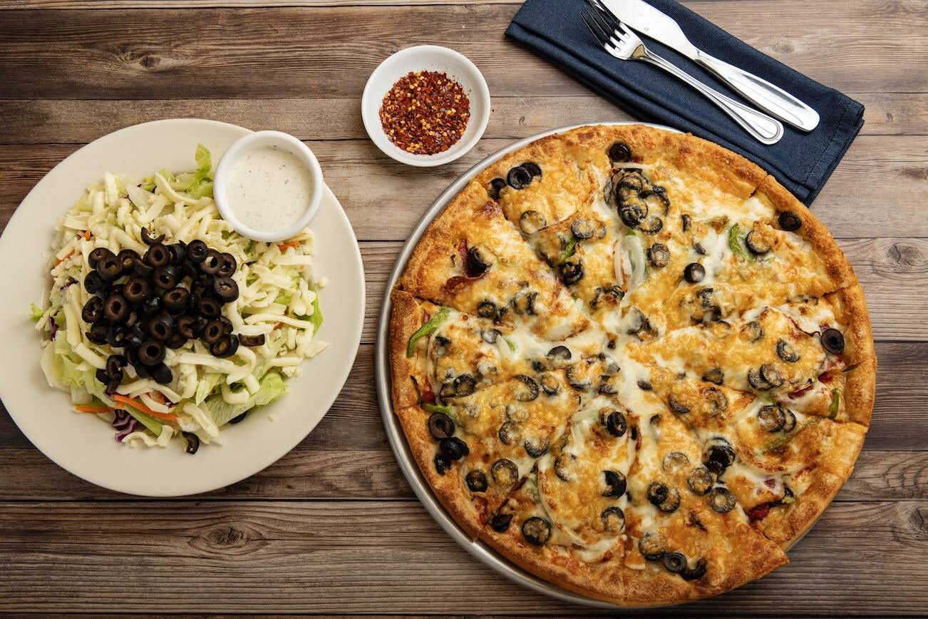 Salad, pasta and pizza from Sparta's Pizza & Pasta House in Bothell. (Provided by Sarah Eno)