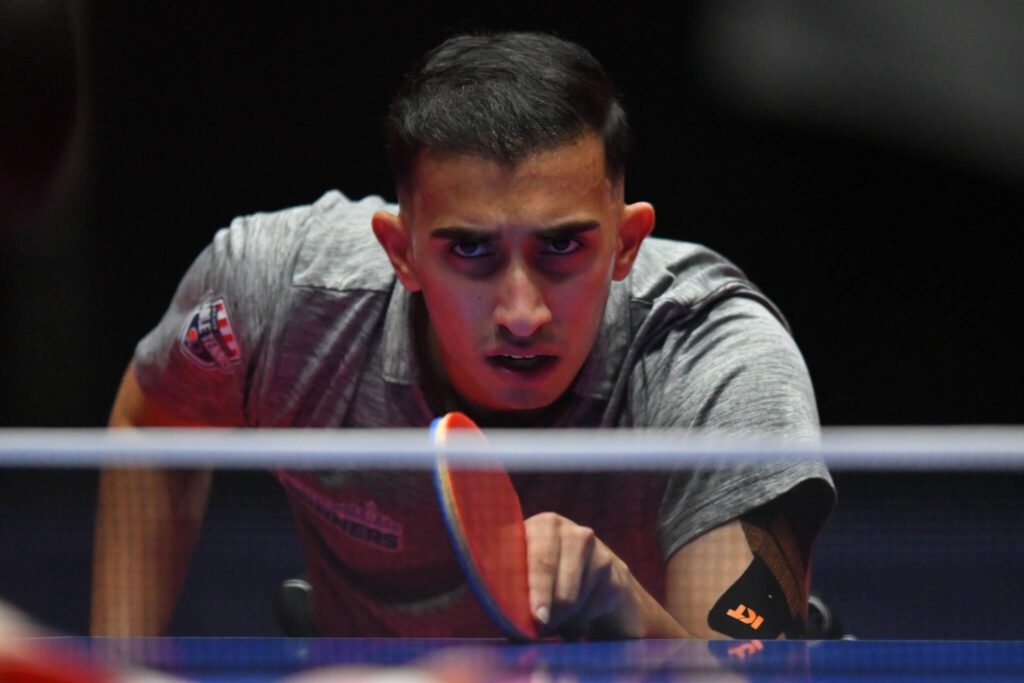 Nikhil Kumar of the Seattle Spinners during a Major League Table Tennis event. (Major League Table Tennis)

