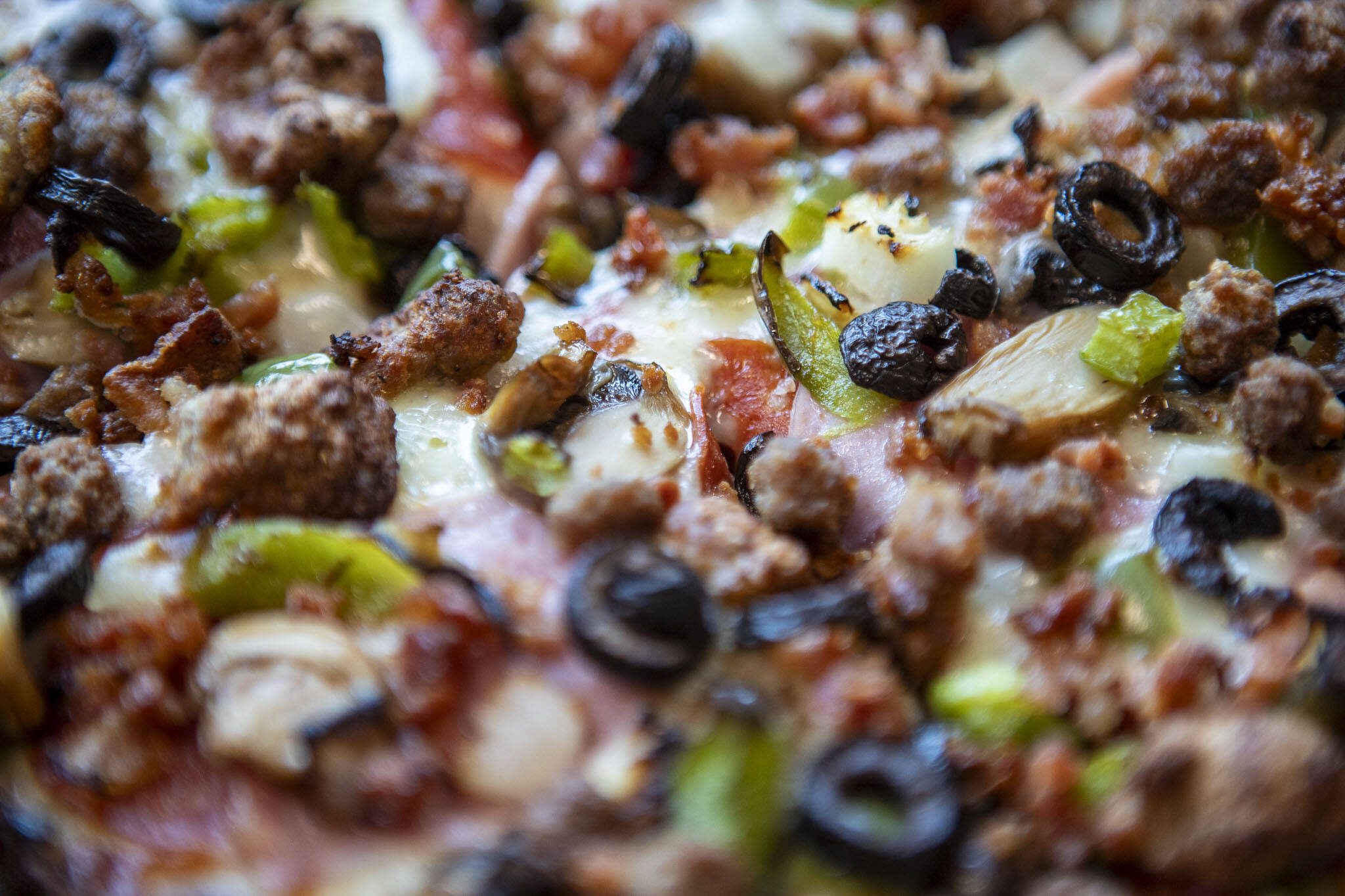 An 8 Corner Detroit-style Jet 10 pizza from Jet’s Pizza in Lynnwood. (Annie Barker / The Herald)