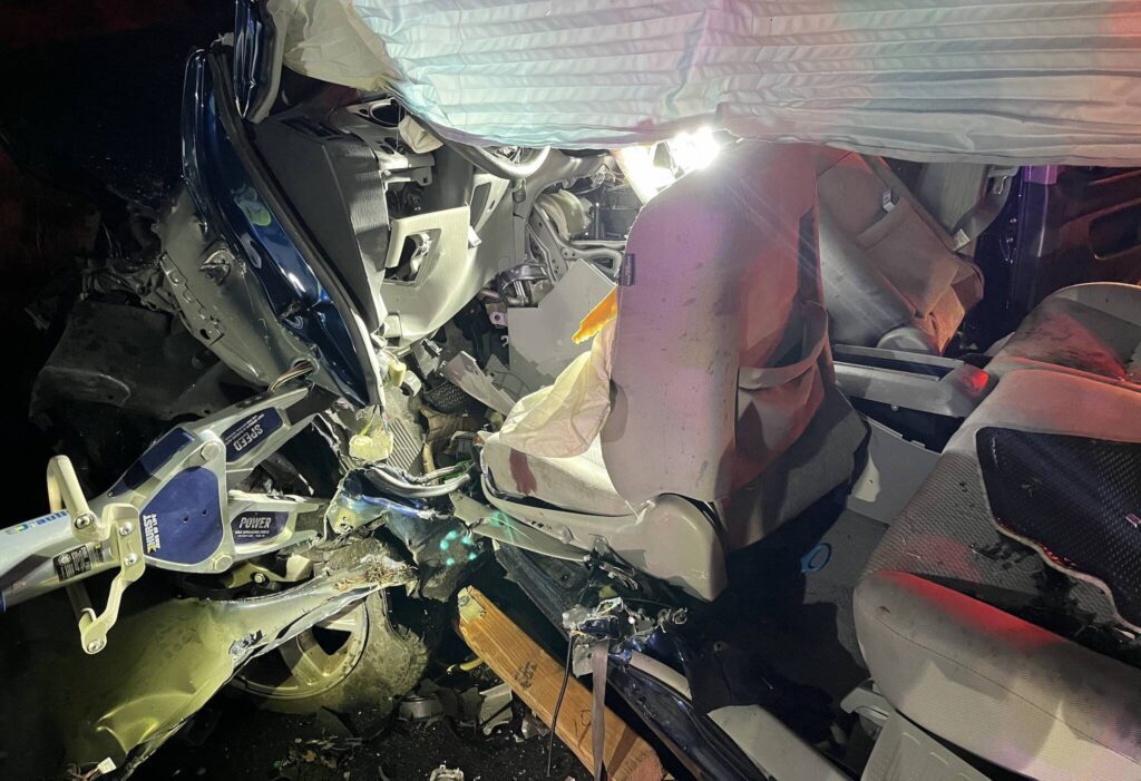 Snohomish County Fire District #4 and Snohomish Regional Fire and Rescue responded to a two-vehicle head-on collision on SR 2 on Wednesday February 21, 2024 in Snohomish. (Photo provided by Snohomish County Fire District #4)
