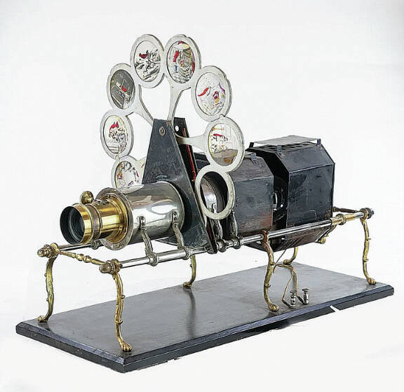 The Pettibone Peacock Sciopticon is a simple device when you compare it to today’s movie projectors, but it shows how much technology had advanced since the days of the earliest magic lanterns.