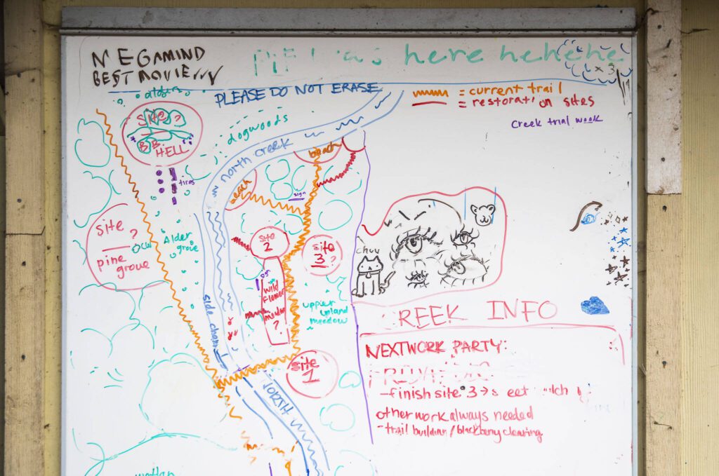 A map of the Clearwater School property on an outside whiteboard on Thursday, Jan. 25, 2024 in Bothell, Washington. (Olivia Vanni / The Herald)
