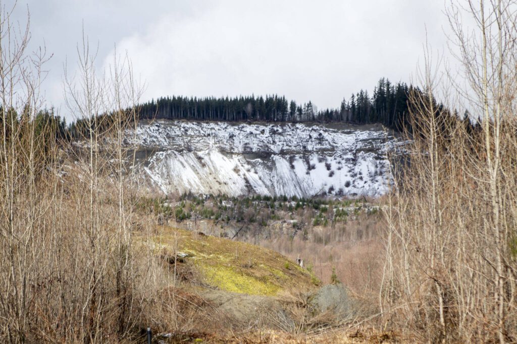 The Oso landslide on Monday, Feb. 26, 2024. (Annie Barker / The Herald)
The Oso landslide on Monday, Feb. 26, 2024. (Annie Barker / The Herald)
