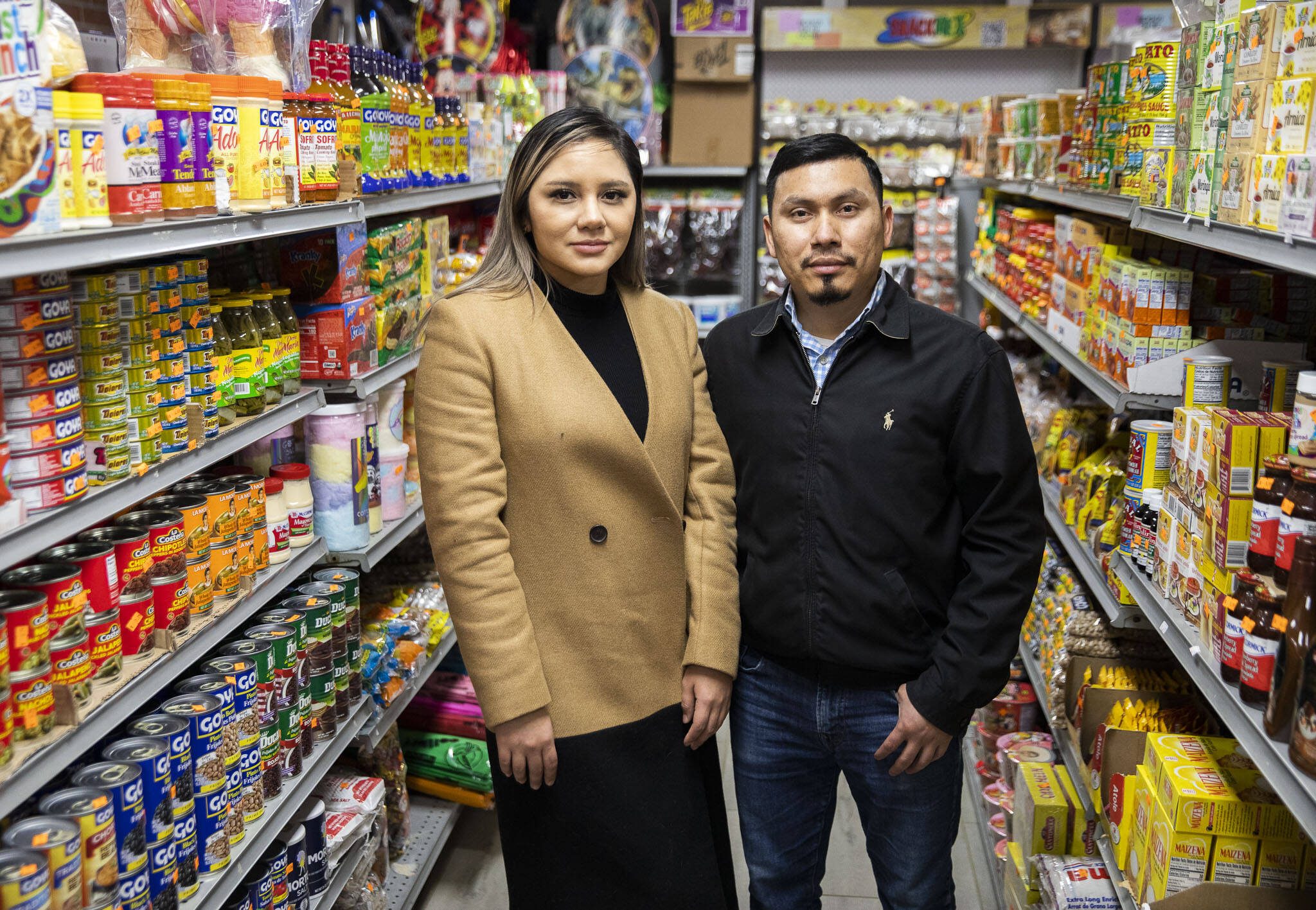 Dulceria El Chavito owners Nicky Monroy, left, and Eddie Lopez on Wednesday, Feb. 14, 2024 in Lynnwood, Washington. (Olivia Vanni / The Herald)