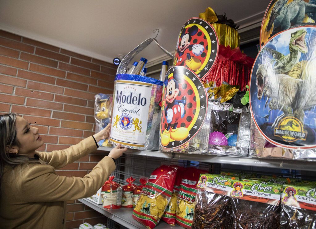 A selection of piñatas are available at Dulceria El Chavito on Wednesday, Feb. 14, 2024 in Lynnwood, Washington. (Olivia Vanni / The Herald)
