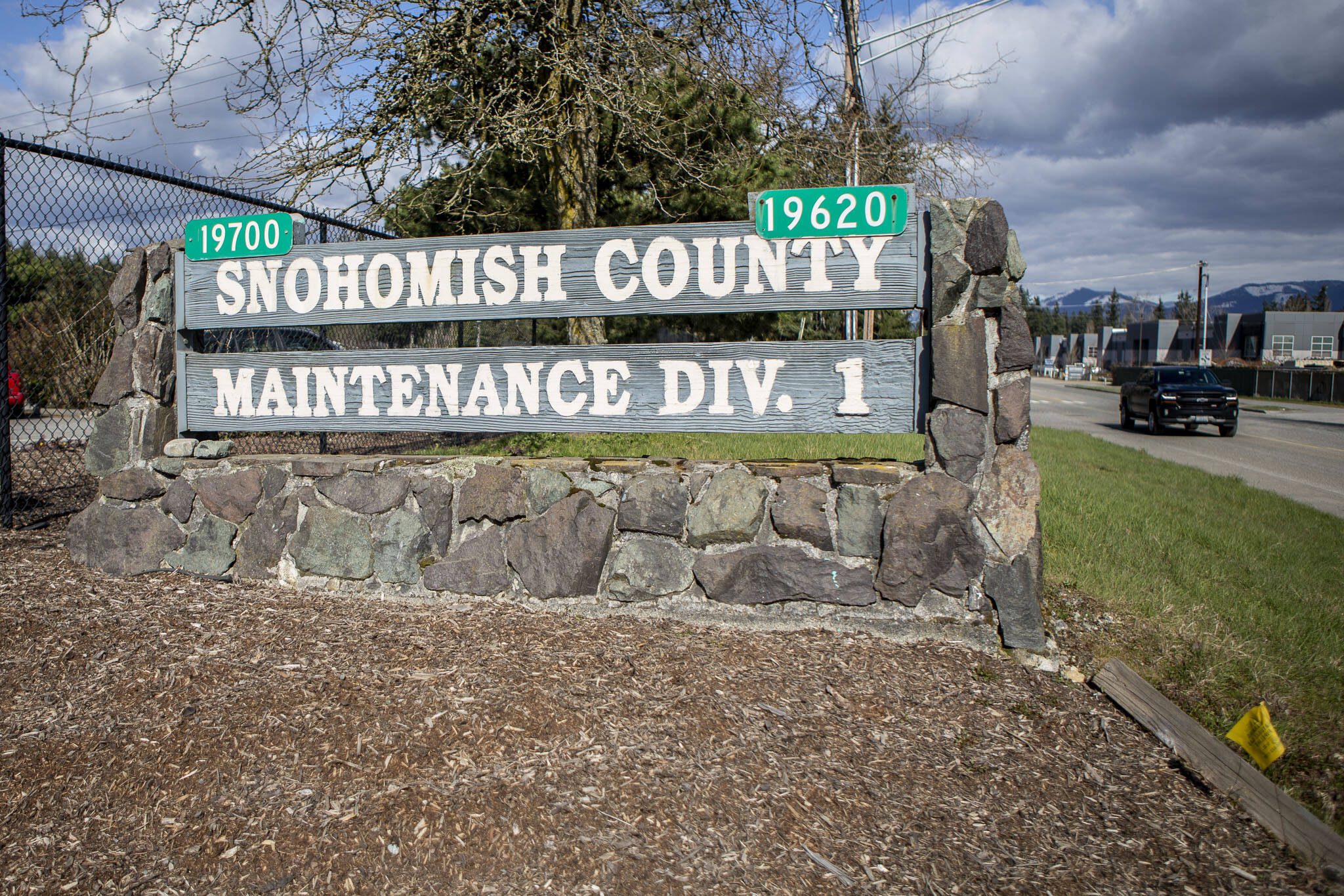 Outside the Snohomish County Road Maintenance Shop on Thursday, March 7, 2024 in Arlington, Washington. (Annie Barker / The Herald)