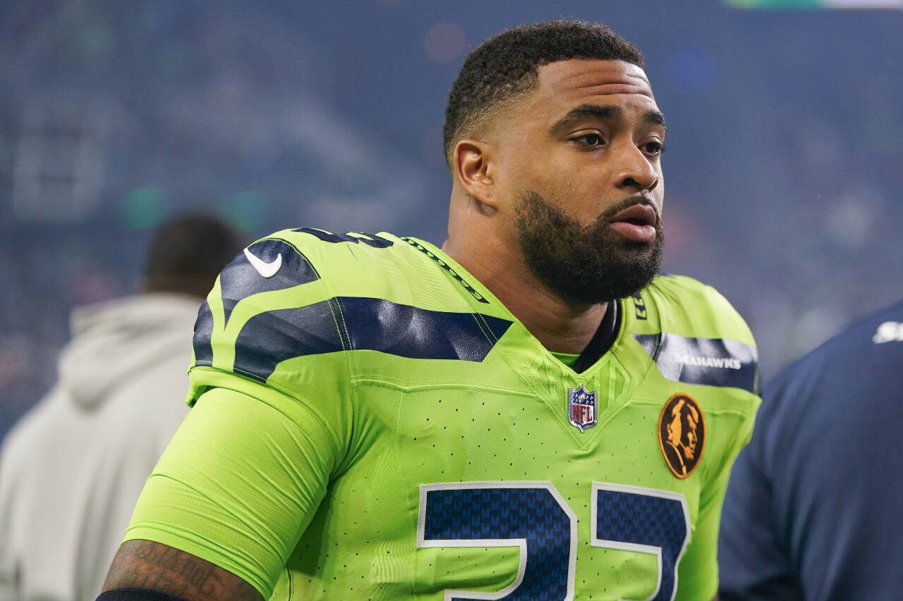 Seattle Seahawks safety Jamal Adams walks on the sideline before an game against the San Francisco 49ers on Nov. 23, 2023, in Seattle. (AP Photo/Lindsey Wasson)