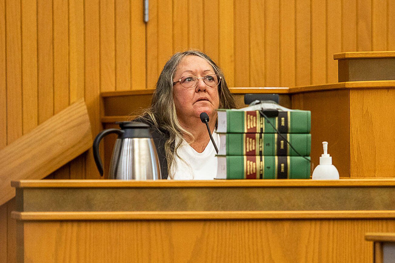 Sharon Lee, the mother of Melissa Lee, testifies at the murder trial of Alan Dean at the Snohomish County Courthouse on Tuesday, March 19, 2024 in Everett, Washington. (Olivia Vanni / The Herald)