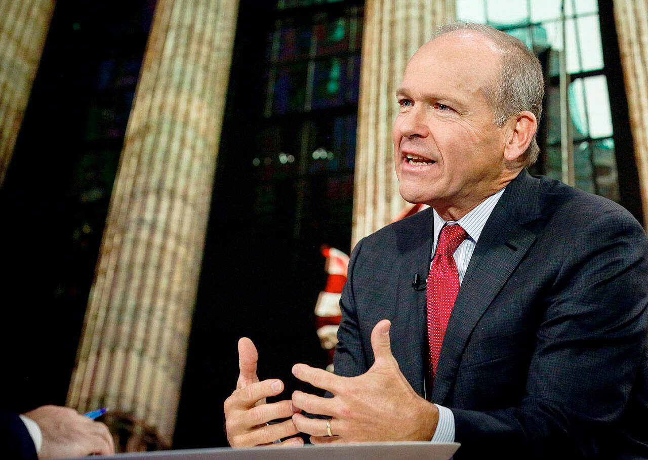 Dave Calhoun speaks during a 2017 interview in New York. (Christopher Goodney/Bloomberg)