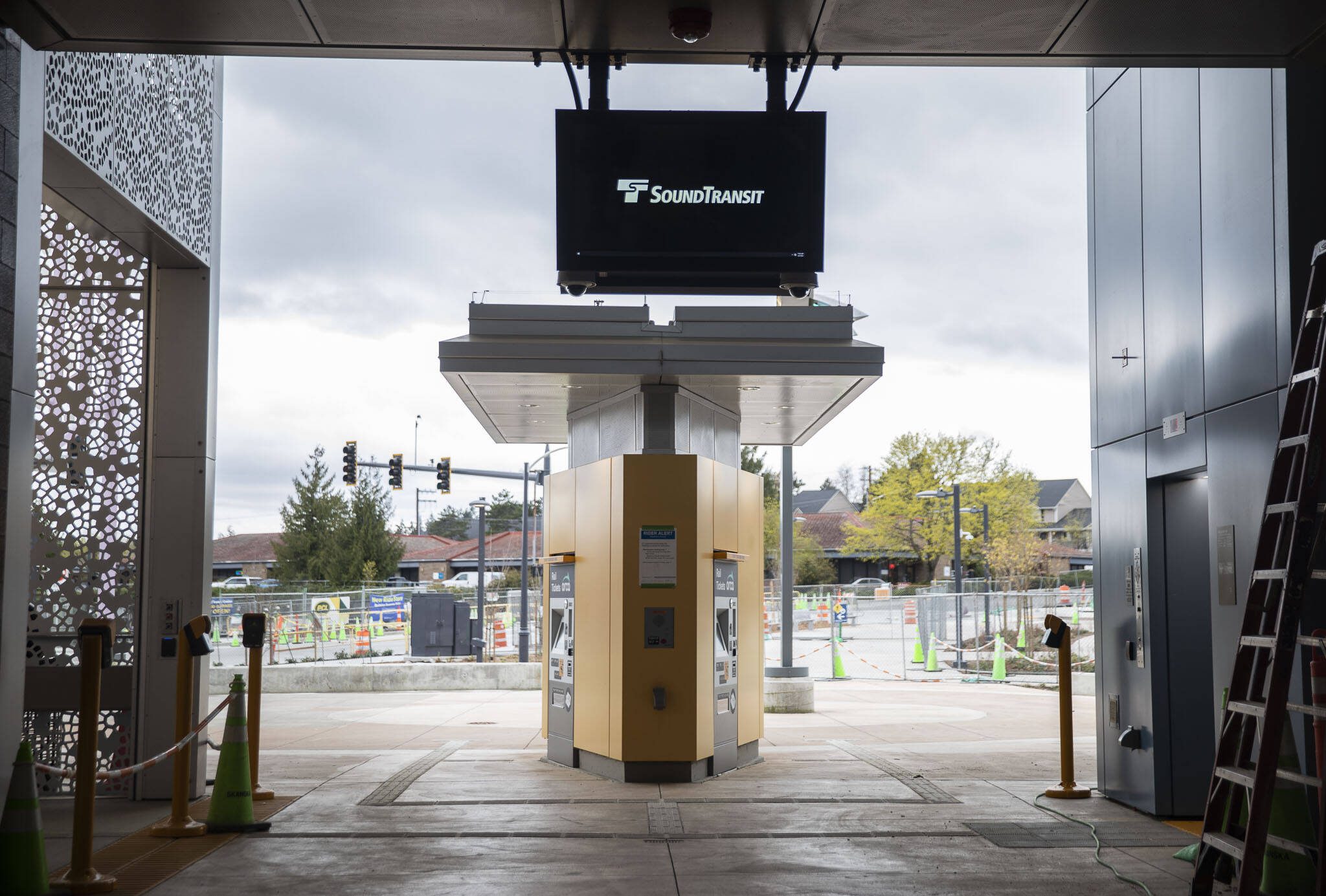 Ticket and ORCA card kiosks at the Lynnwood Light Rail station on Thursday, April 4, 2024 in Lynnwood, Washington. (Olivia Vanni / The Herald)