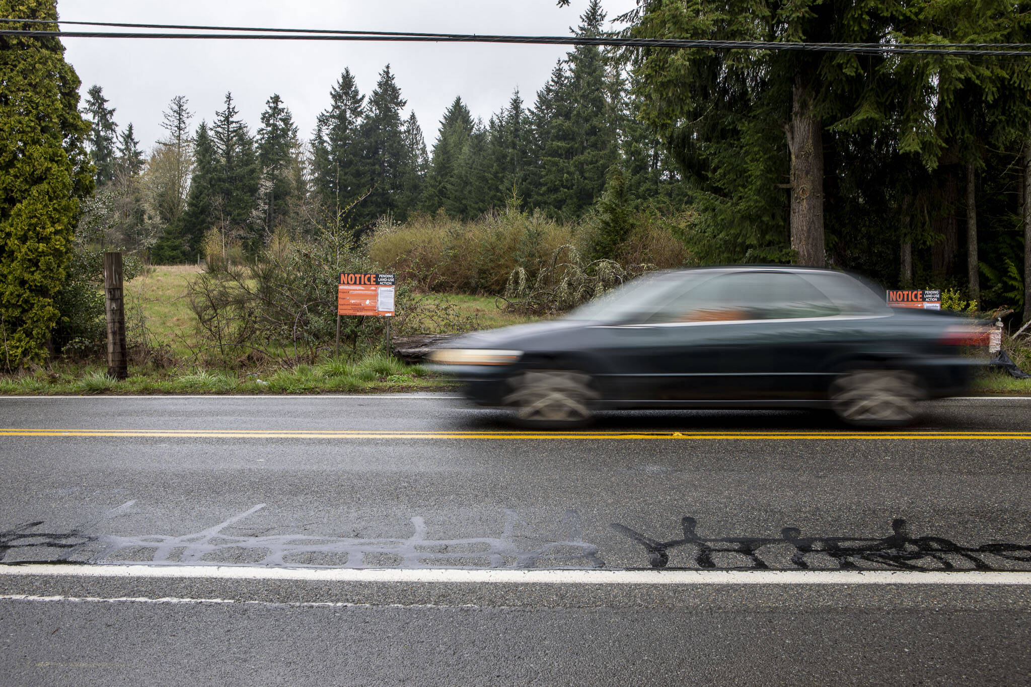A possible development site for Snohomish Garden Townhomes at 9321 Paradise Lake Road on Friday, April 5, 2024 in Snohomish, Washington. (Annie Barker / The Herald)