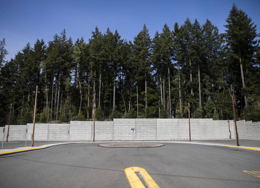 A large portion of land that will soon be developed into housing next to the Mountlake Terrace Link station on Wednesday, April 10, 2024 in Mountlake Terrace, Washington. (Olivia Vanni / The Herald)
