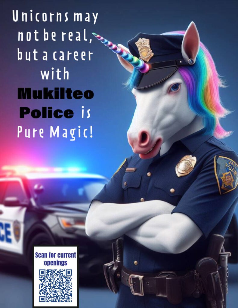 The Mukilteo Police recruitment ad created by Chief Andy Illyn. (Submitted graphic)
The Mukilteo Police recruitment ad created by Chief Andy Illyn. (Submitted graphic)
