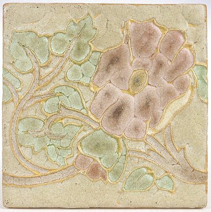 Fresh flowers fade quickly. Art pottery tiles, like this one by Wheatley, are made to last.