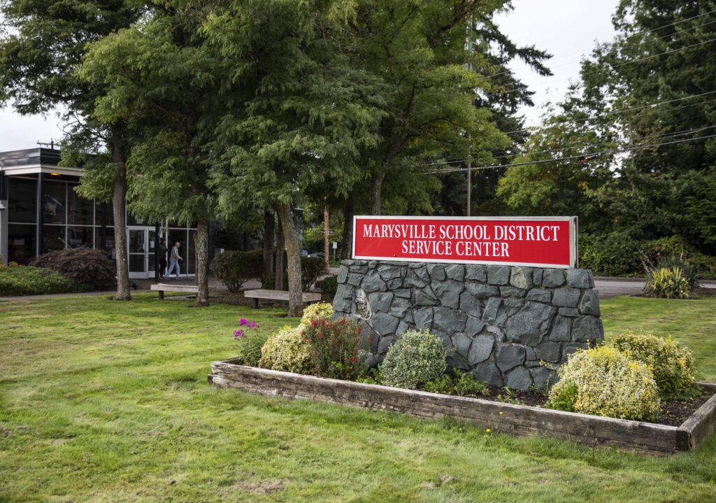 The Marysville School District office on Thursday, Aug. 31, 2023 in Marysville, Washington. (Olivia Vanni / The Herald)
