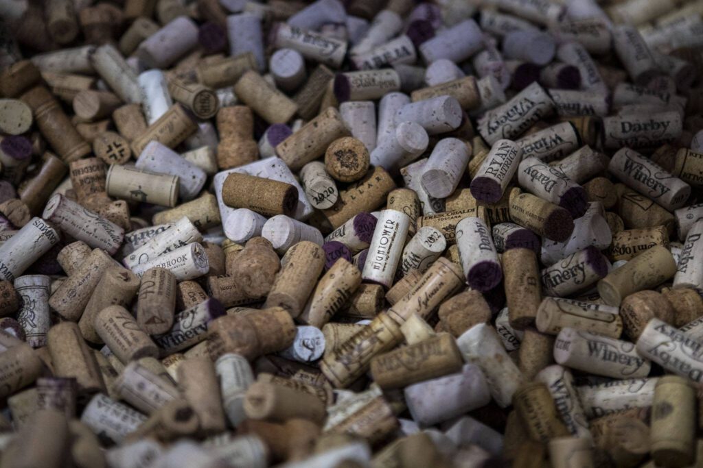 Recycled corks at the Ridwell headquarters in Seattle, Washington on May 6, 2024. (Annie Barker / The Herald)
