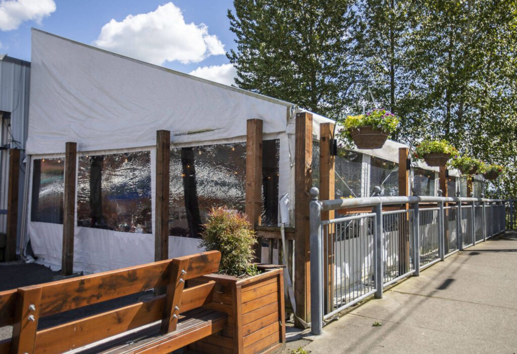 The tent at Andy’s Fish House on Wednesday, May 1, 2024 in Snohomish, Washington. (Olivia Vanni / The Herald)
