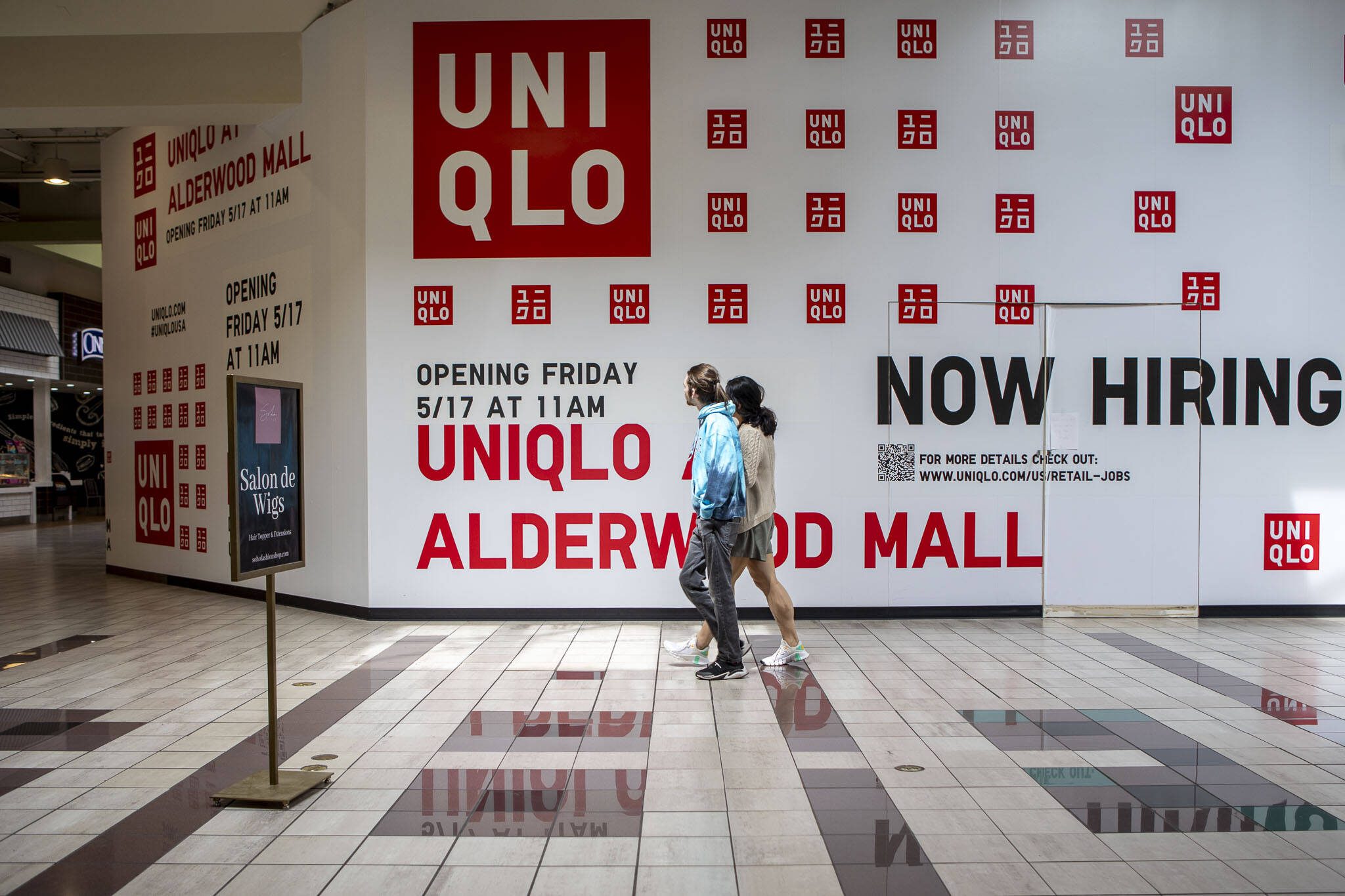 The site of a new Uniqlo store coming to Alderwood Mall in Lynnwood, Washington on May, 3, 2024. (Annie Barker / The Herald)