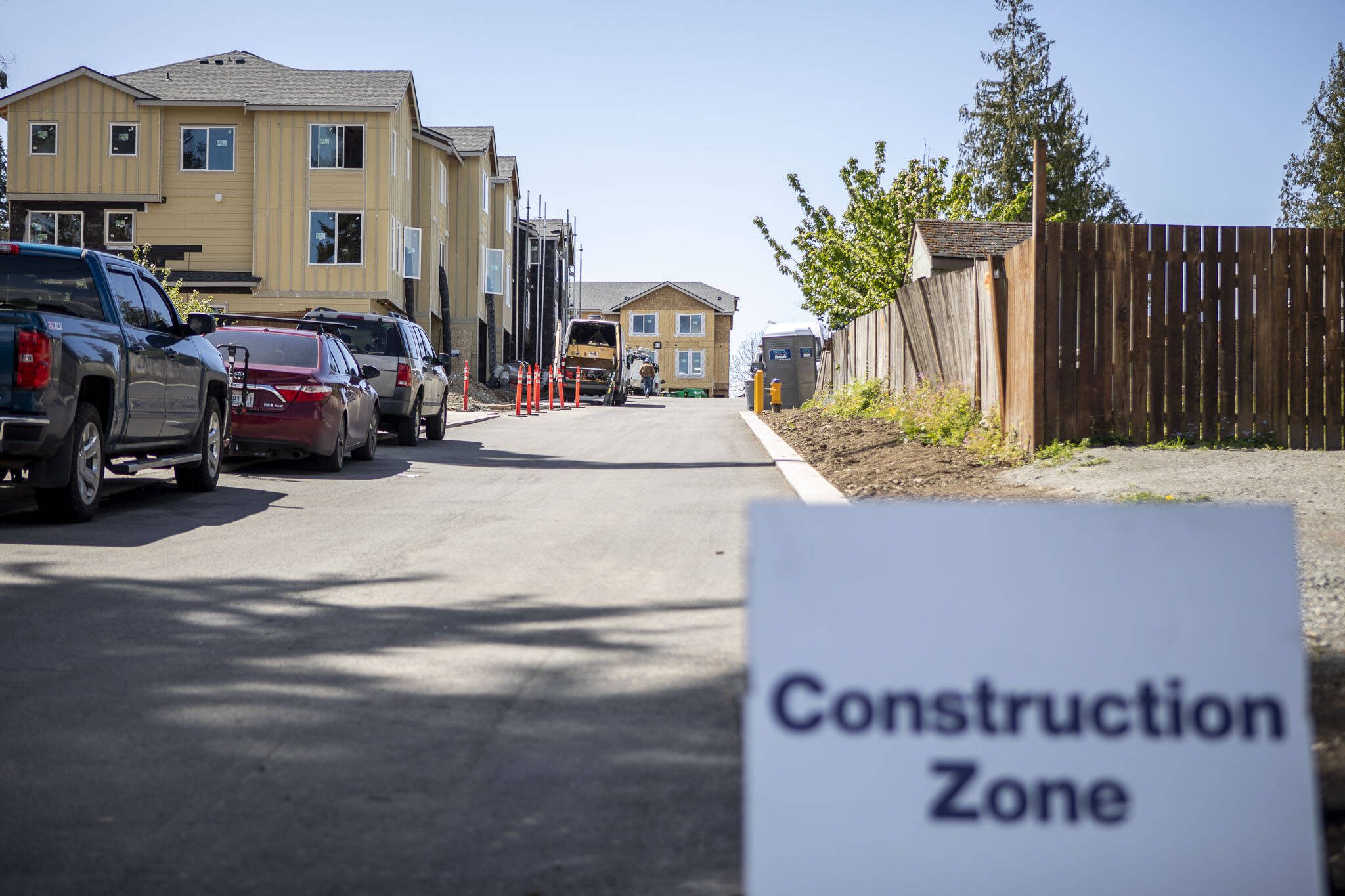Construction occurs at 16104 Cascadian Way near Mill Creek, Washington on Tuesday, May 7, 2024. (Annie Barker / The Herald)