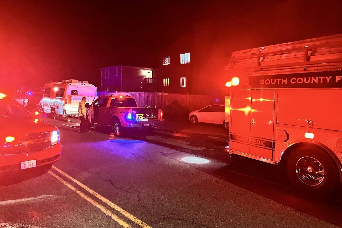 Firefighters extinguish an apartment fire off Edmonds Way on Thursday May 9, 2024. (Photo provided by South County Fire)
