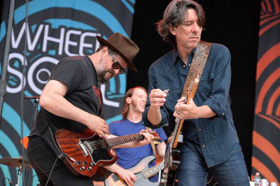 Patterson Hood (left) and Mike Cooley perform with Drive-By Truckers at Tuscaloosa Amphitheater in 2018. (Ben Flanagan / AL.com)