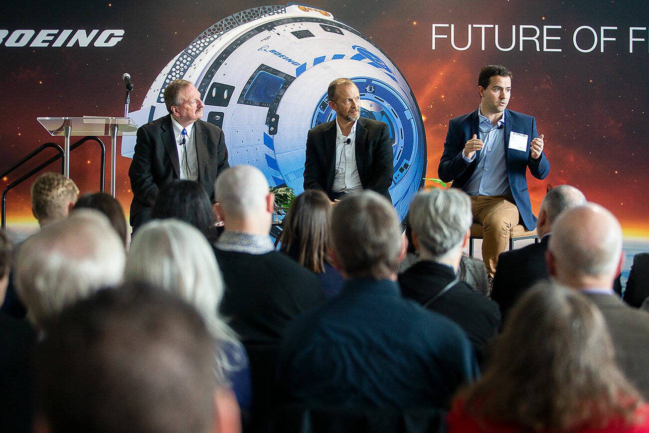 Bruno Arnal, general manager of the Arlington Amazon fulfillment center, speaks during the Snohomish County Update Panel Discussion on Tuesday, May 28, 2024 in Mukilteo, Washington. (Olivia Vanni / The Herald)