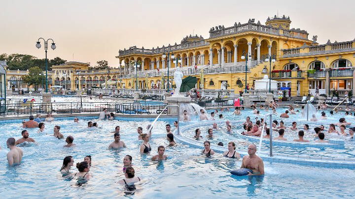 Budapest’s baths are a fun and relaxing cultural experience – BYO swimsuit and towel. (Cameron Hewitt / Rick Steves’ Europe)