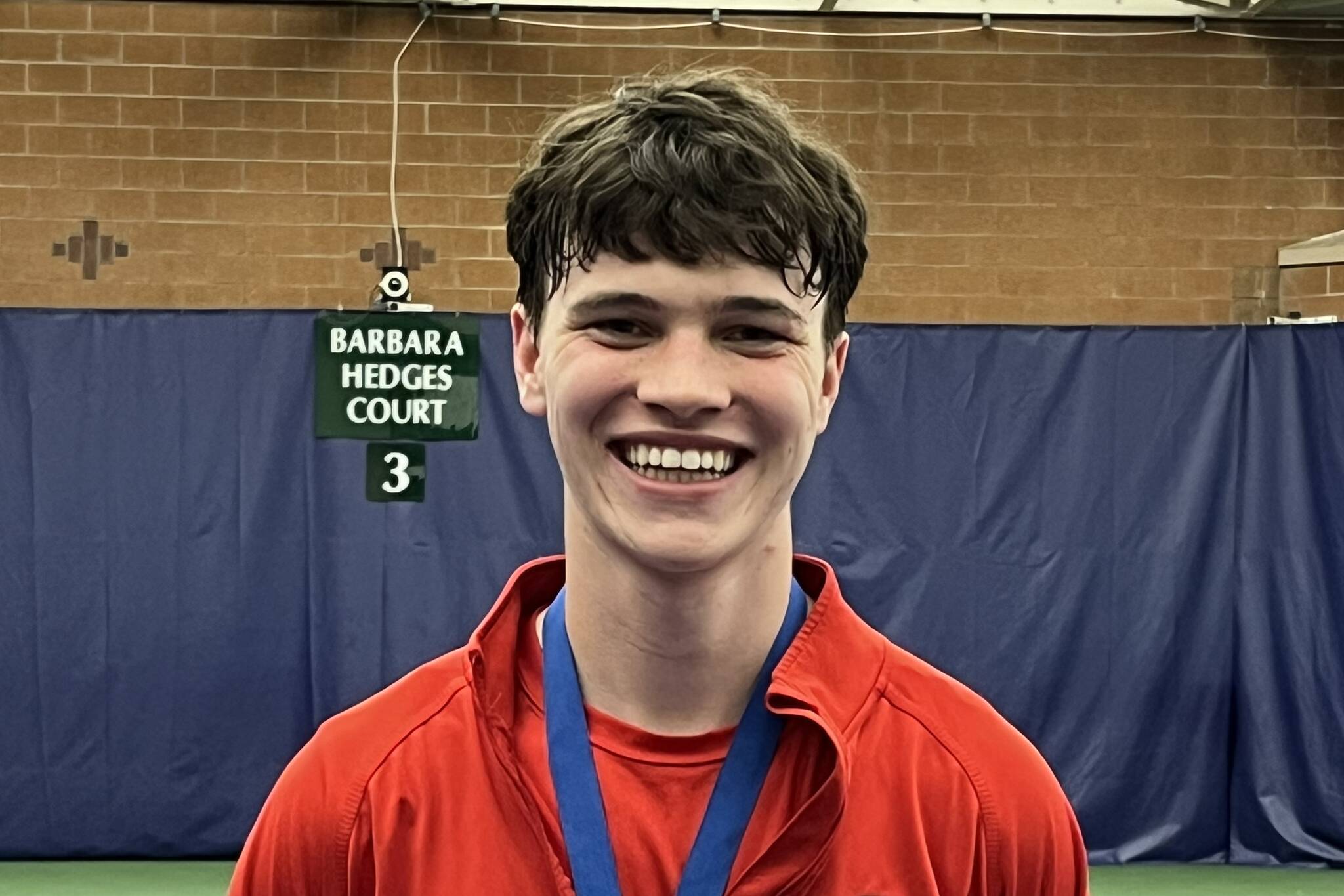 Archbishop Murphy senior Cole Balen poses for a photo after winning the Class 2A boys singles title at the Nordstrom Tennis Center in Seattle on May 25, 2024. Balen never dropped a set in any of his four matches and was the only Snohomish County competitor to win first place this season. (Photo courtesy Kathy Kenny)