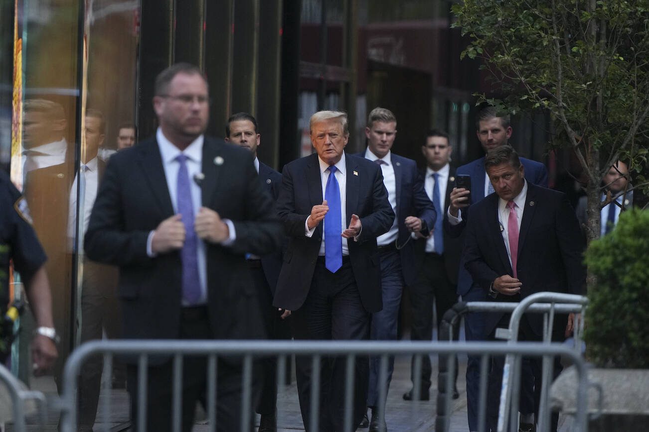 Former President Donald Trump arrives at Trump Tower after he was found guilty of all counts in his criminal trial in New York, on Thursday, May 30, 2024. Trump has been convicted of falsifying records to cover up a sex scandal that threatened his ascent to the White House in 2016, part of a scheme that prosecutors described as a fraud on the American people. He is the first American president to be declared a felon. (Hiroko Masuike/The New York Times)
