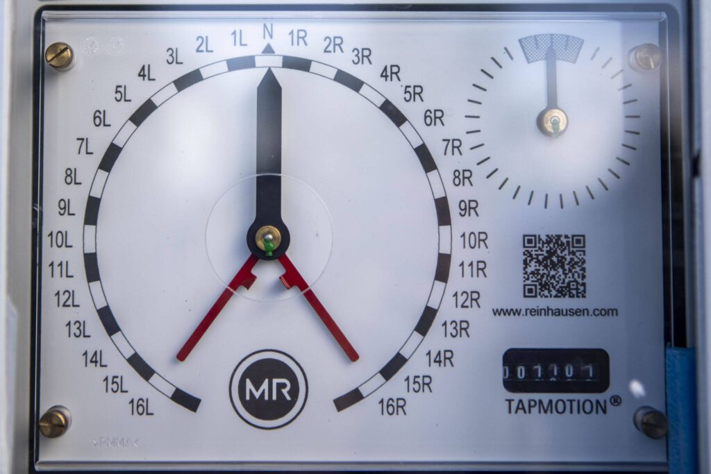 A gauge to check power draw levels at the Jennings Park Substation in Marysville, Washington on Wednesday, June 5, 2024. (Annie Barker / The Herald)

