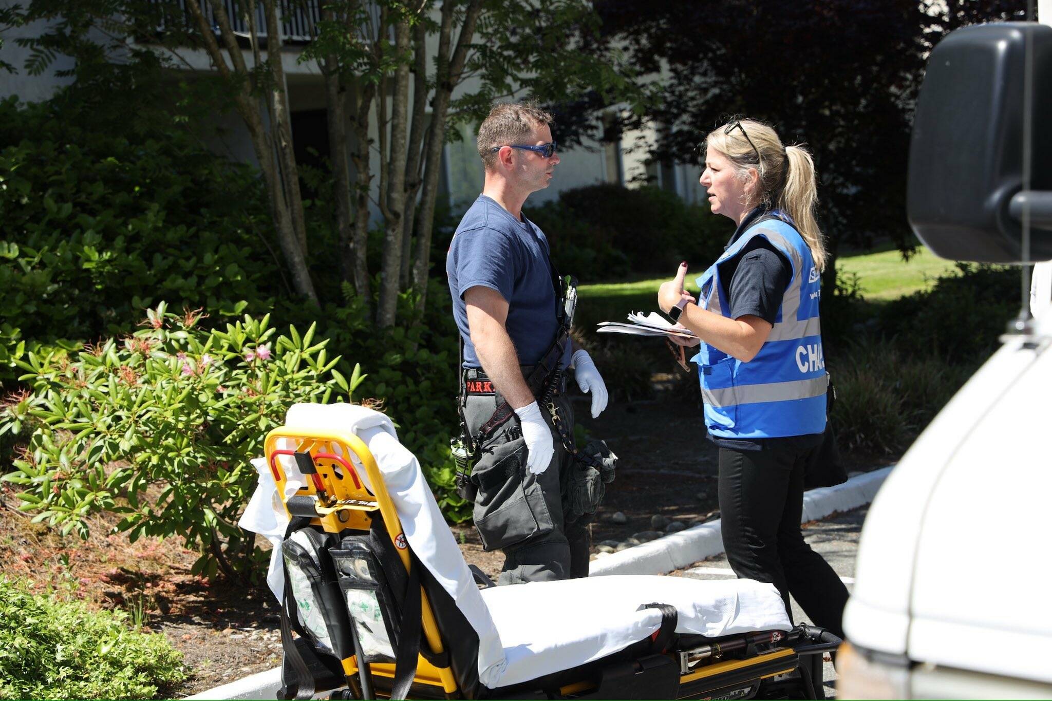 Firefighters transported two people to hospitals while extinguishing an apartment fire near Lake Ballinger in Edmonds on Wednesday. (Photo provided by South County Fire)