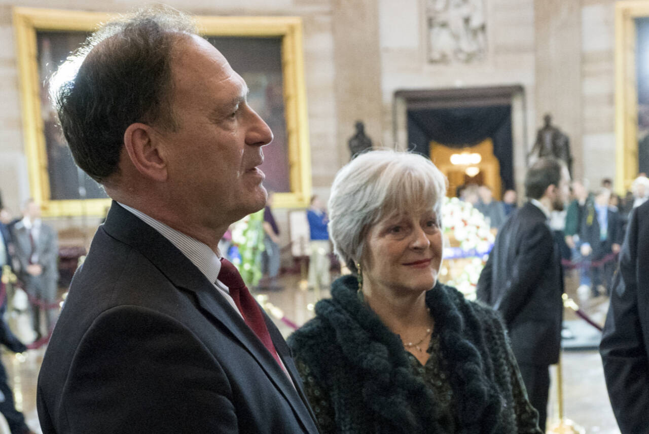 Supreme Court Justice Samuel Alito and his wife, Martha-Ann, visit the Capitol Rotunda as the Rev. Billy Graham lay in honor there on Feb. 28, 2018. Both were secretly recorded in conversations during a recent Washington, D.C., reception. (Erin Schaff / The New York Times file photo)