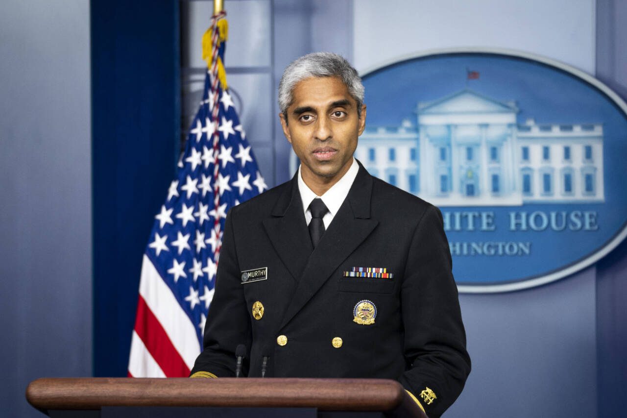 U.S. Surgeon General Vivek Murthy speaks to reporters at the White House in Washington in July, 2021. Murthy has long indicated that he believes social media poses a health risk to children and adolescents. (Doug Mills / The New York Times file photo)