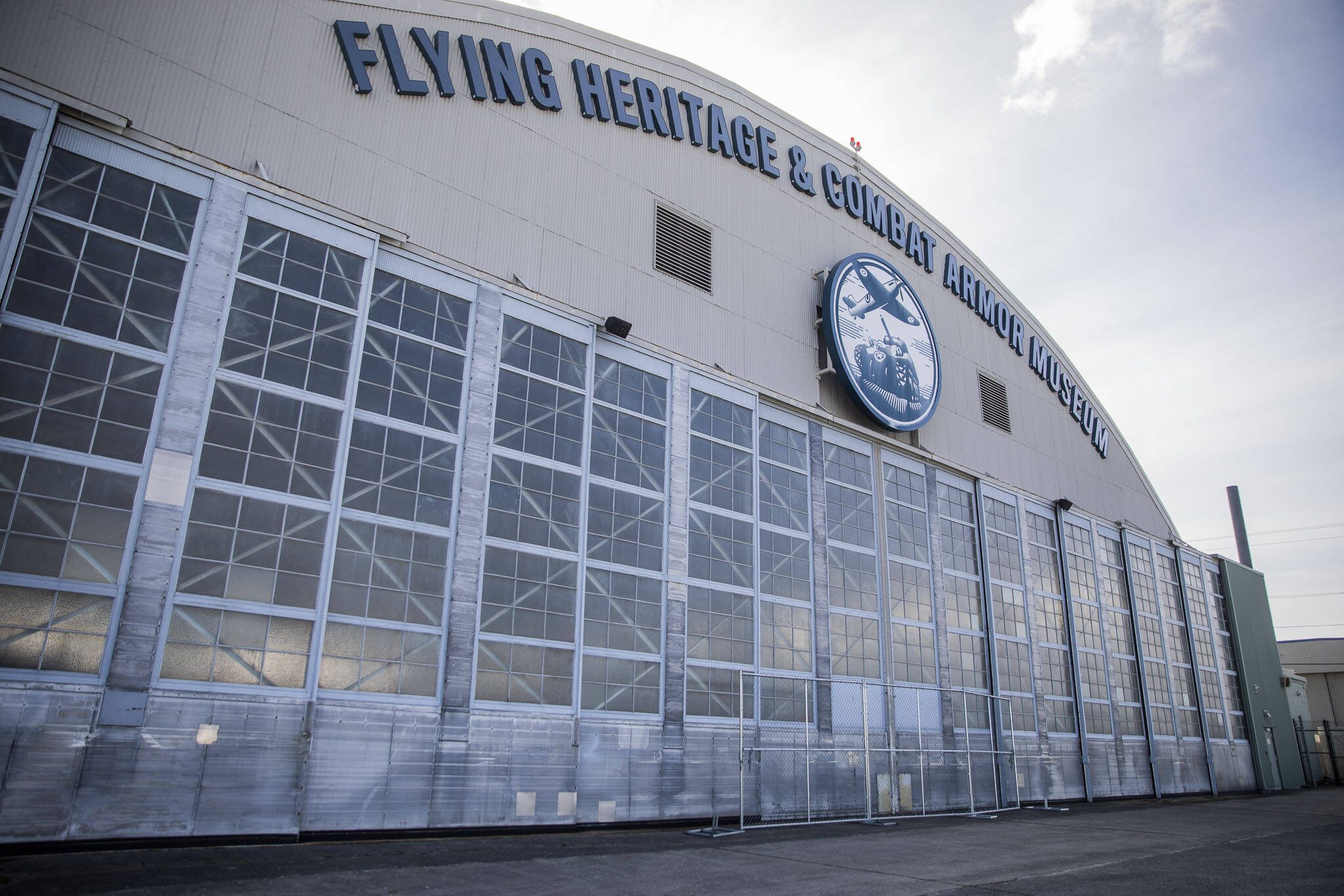 Outside of the Flying Heritage & Combat Armor Museum on Friday, March 29, 2024 in Everett, Washington. (Olivia Vanni / The Herald)