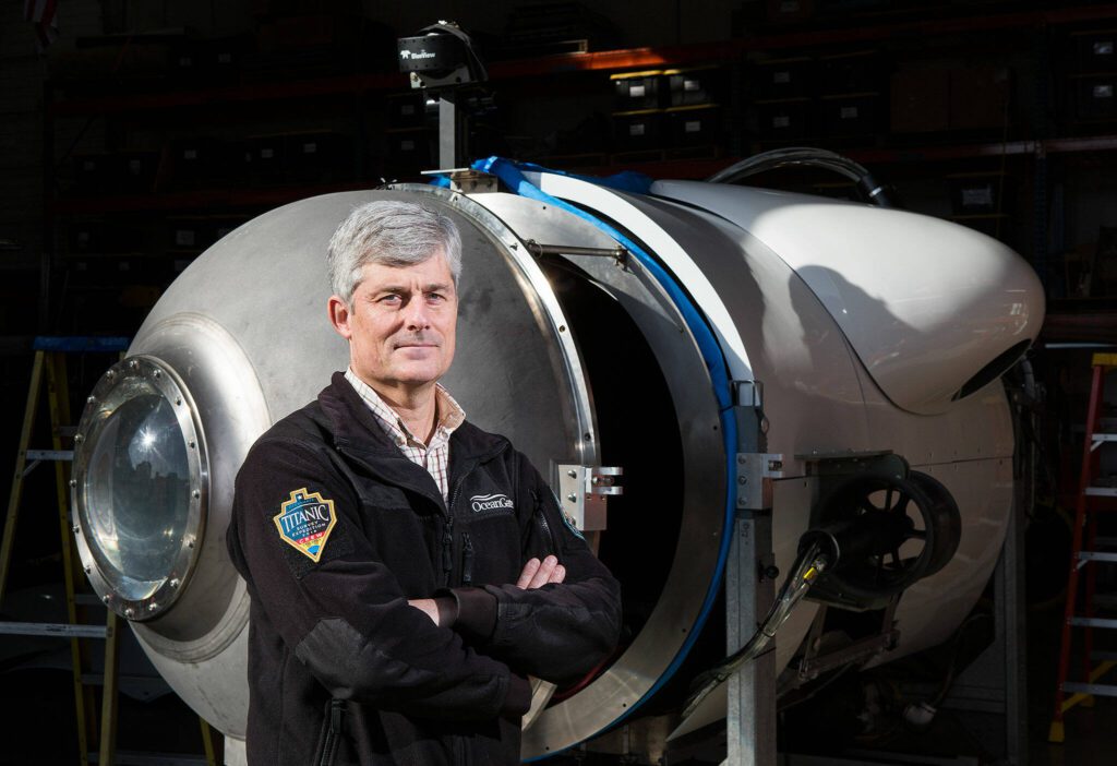 Stockton Rush, OceanGate CEO, in front of Titan, on Monday, March 12, 2018 in Everett, Wa. (Andy Bronson / The Herald)
