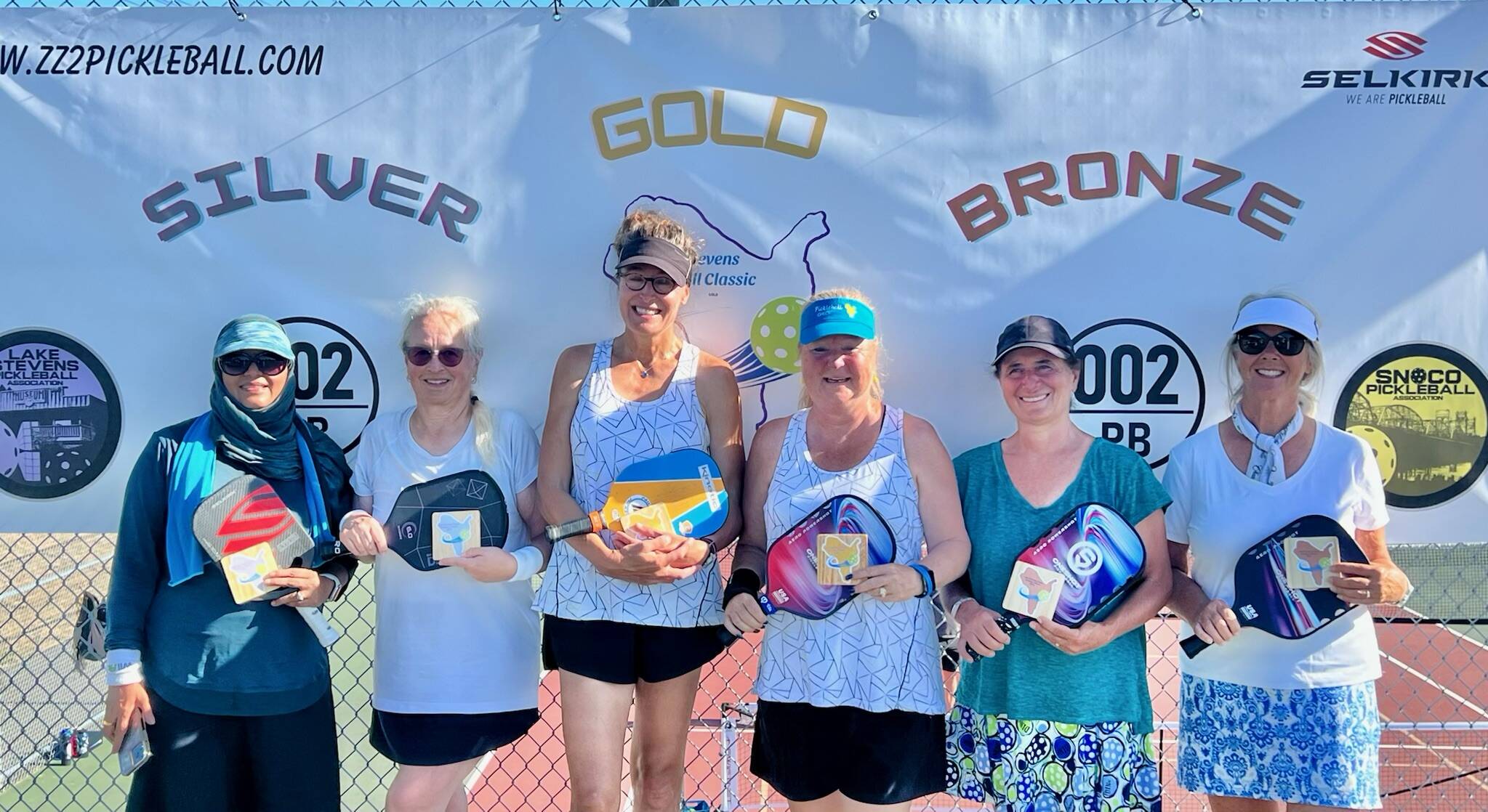 Pictured are some of the bracket winners from last year’s Lake Stevens Classic pickleball tournament. (Photo courtesy Pablo Granados)