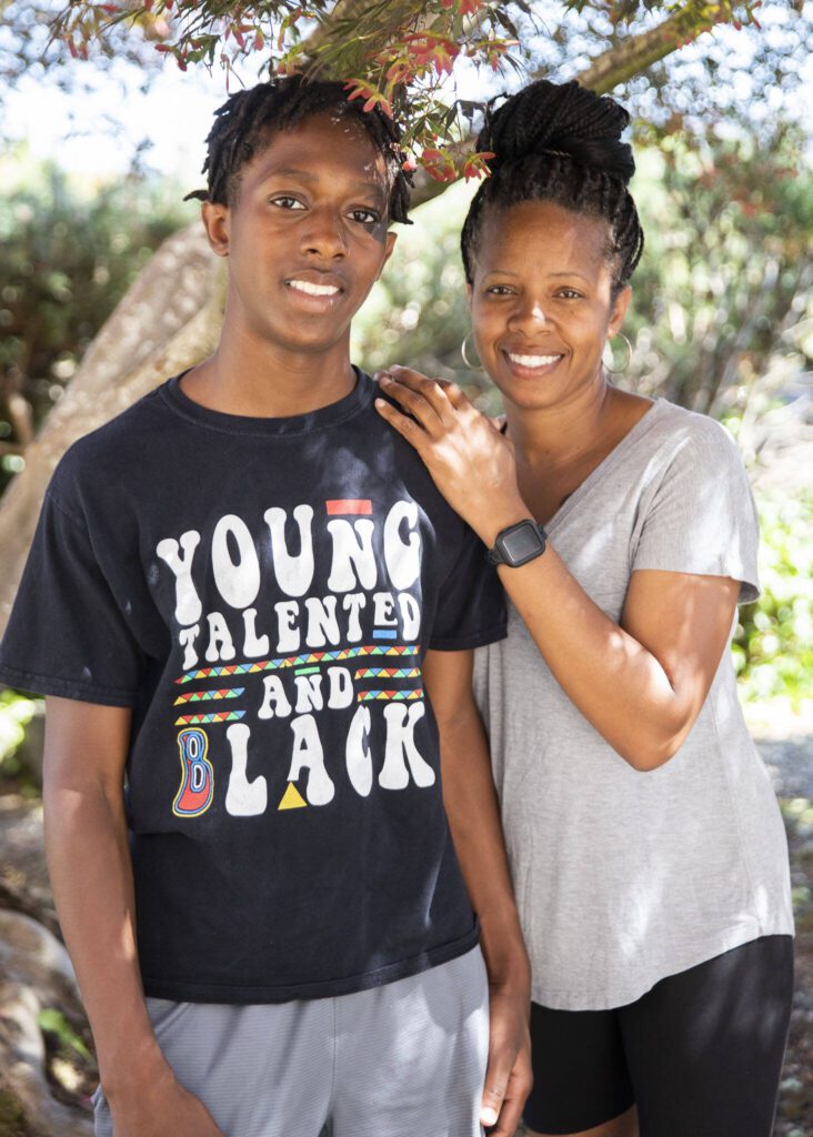 Jayden Hill, 15, and his mother Junelle Lewis on Wednesday, July 10, 2024 in Monroe, Washington. (Olivia Vanni / The Herald)
