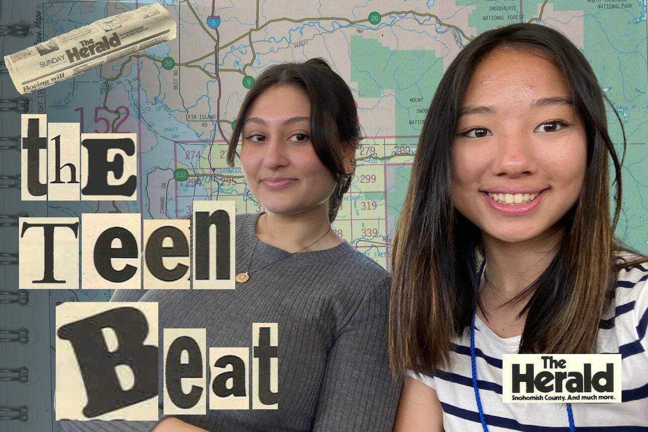 Hiba Aarbi, left and Emily Chu (Kate Erickson / The Herald)