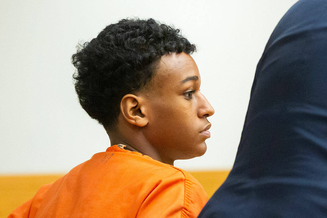 Samuel Gizaw, charged in the fatal shooting of 13-year-old Jayda Woods-Johnson, appears in court for his plea hearing on Wednesday, July 10, 2024, at Snohomish County Superior Court in Everett, Washington. (Ryan Berry / The Herald)