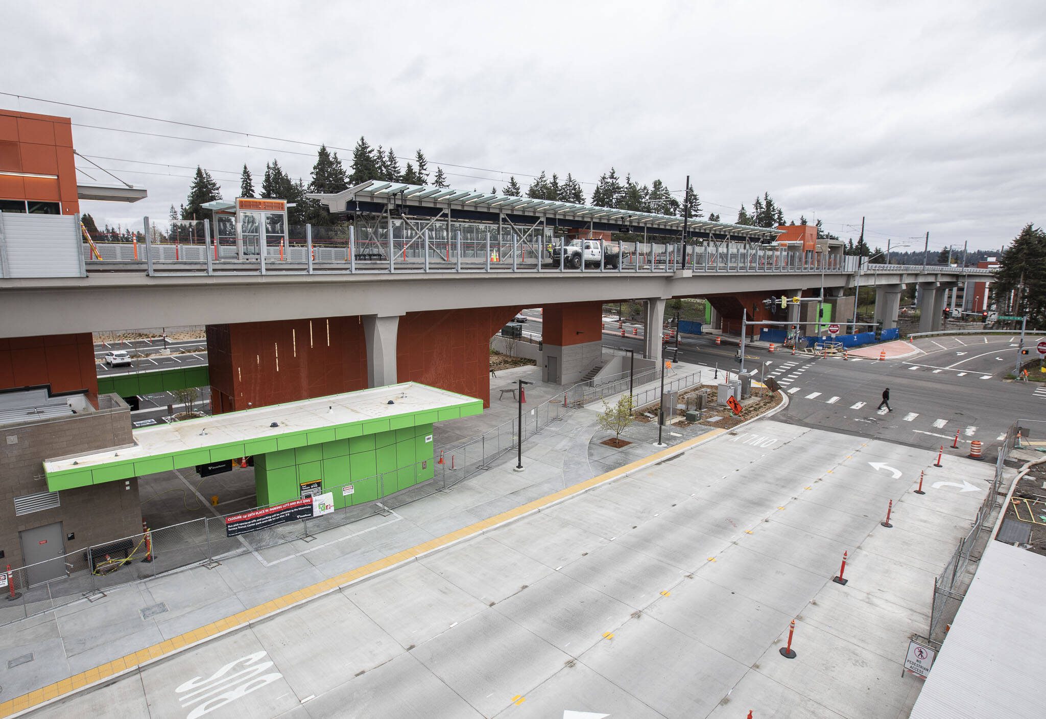 The Mountlake Terrace Light Rail station on April 4, 2024, in Mountlake Terrace, Washington. (Olivia Vanni / The Herald)