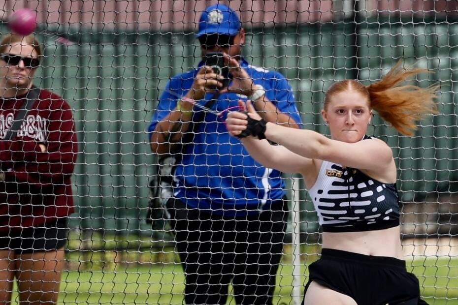 Mukilteo’s Kimberly Beard claimed the national championship in the women’s age 17-18 hammer throw at the USATF National Junior Olympic Championships last week in College Station, Texas. (Photo courtesy of Donna Beard)