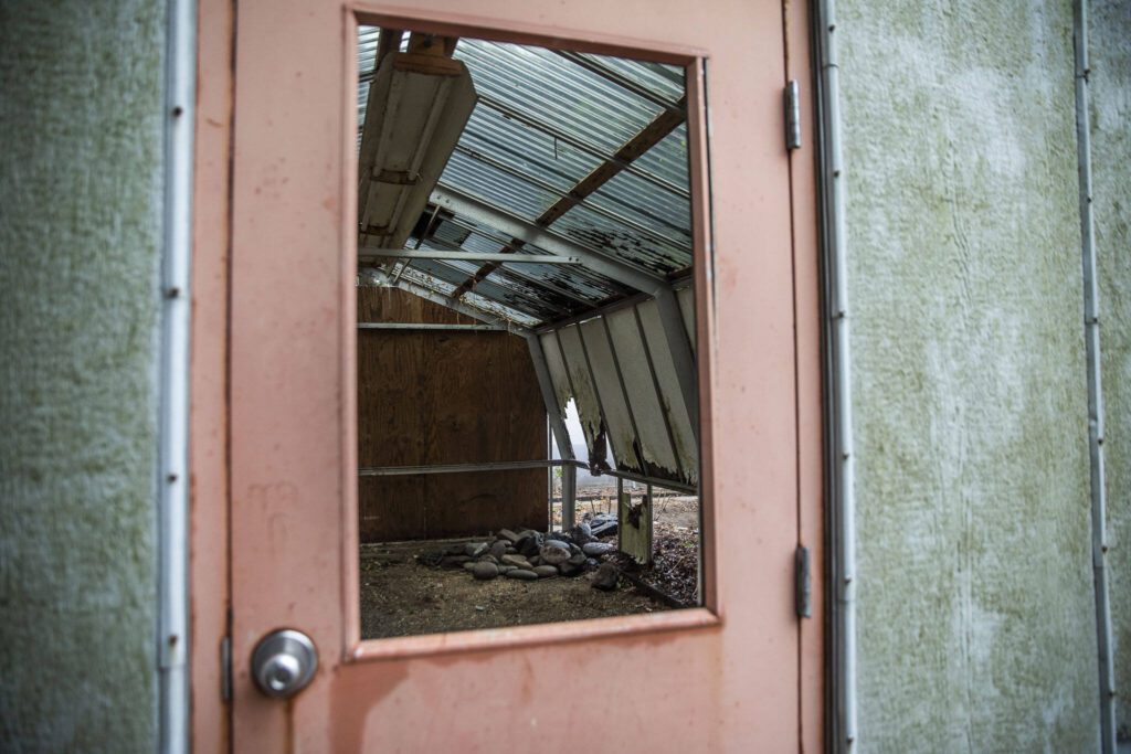 Inside an outer building that was previous used by the agriculture department on Monday in Marysville. (Olivia Vanni / The Herald)
